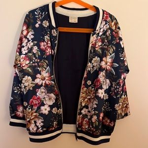 Navy blue and flowers coat